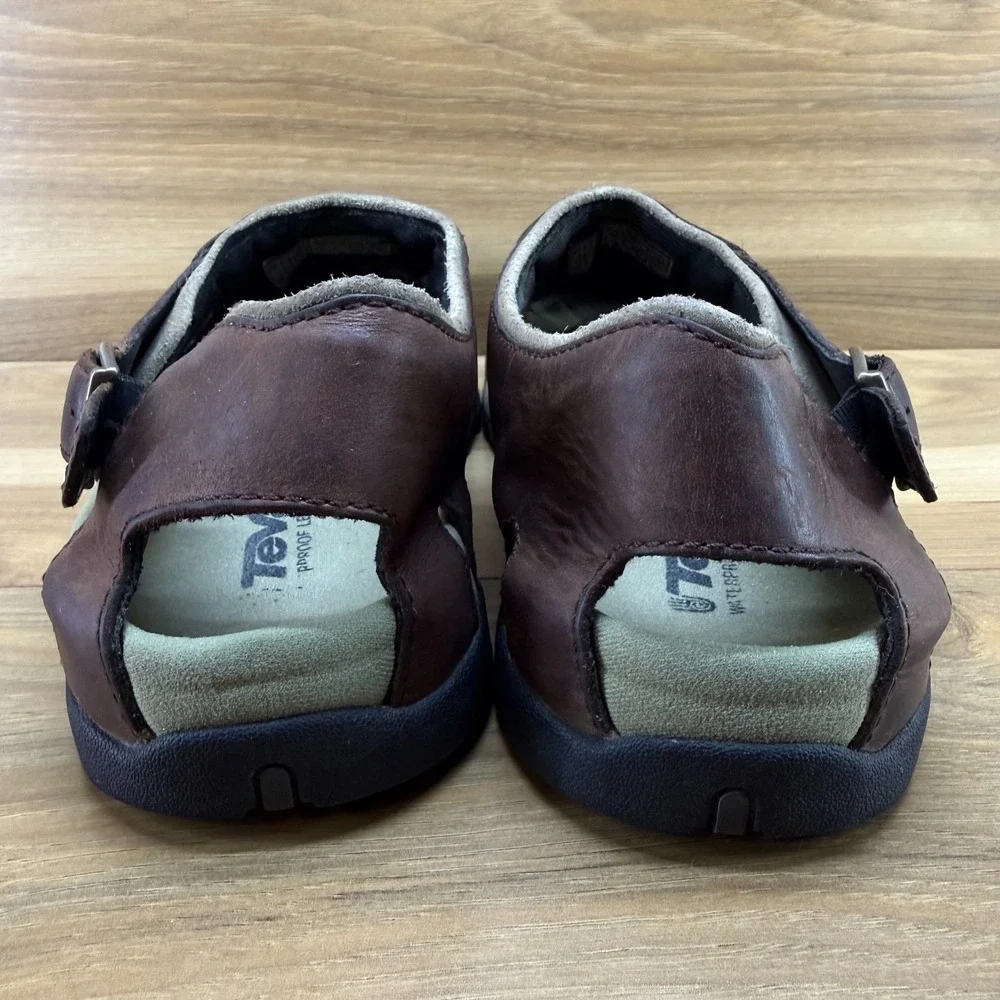 TEVA Fisherman Leather Sandal Mens 11 Brown Leather Minimalist Outdoor Walk 6593